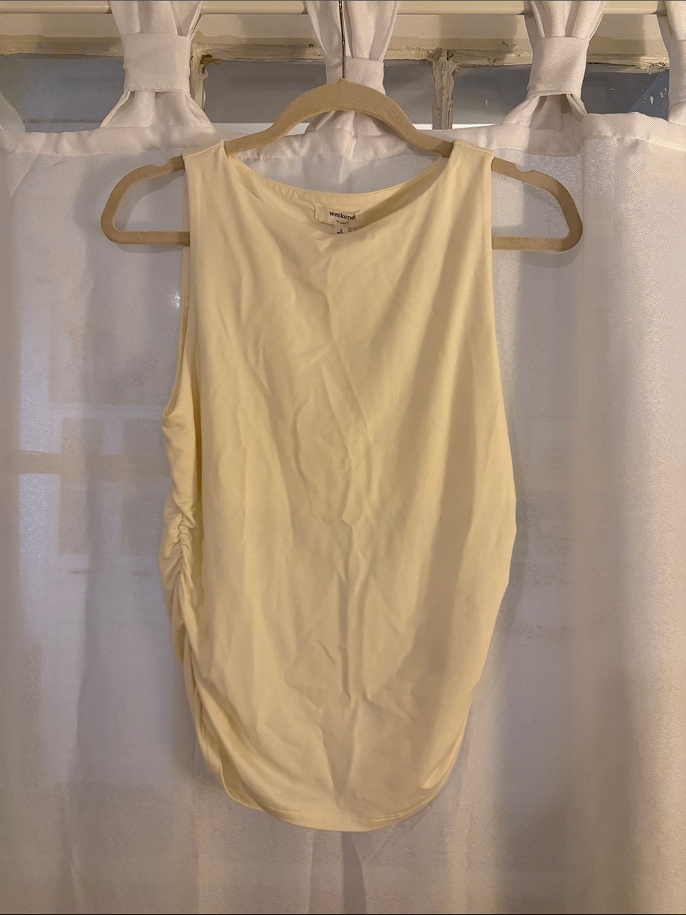 Sleeveless Ruched Tank Top - Cream